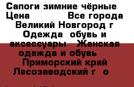 Сапоги зимние чёрные › Цена ­ 3 000 - Все города, Великий Новгород г. Одежда, обувь и аксессуары » Женская одежда и обувь   . Приморский край,Лесозаводский г. о. 